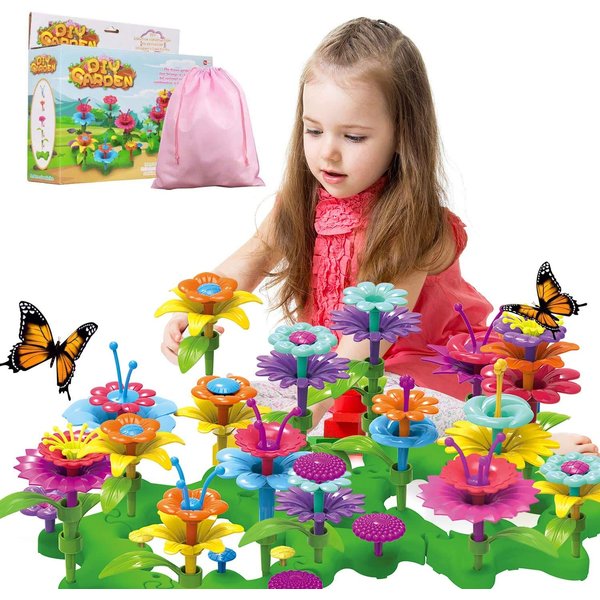 Girls Toys Flower Garden Building Toys for 3 4 5 6 Years Old Girls and Boys Toddlers Kids Gifts for 3+ Years Old Birthday Christmas Building Block Toys for Indoor &Outdoor Education Stem Toys-98PCS