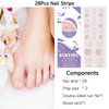 DUKASOU Semi Cured Gel Pedicure Strips, 26pcs Gel Toenail Stickers Full Nail Wraps Decorations Birthday Party Favor Gifts, Includes Prep Pads, Nail File & Wood Stick (Peach Blossoms)