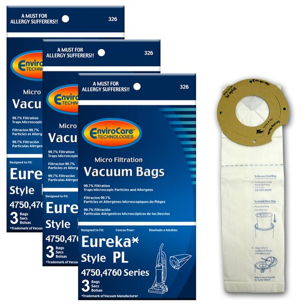 EnviroCare Replacement Micro Filtration Vacuum Cleaner Dust Bags compatible with Eureka Style PL Upright Vacuums 9 Bags