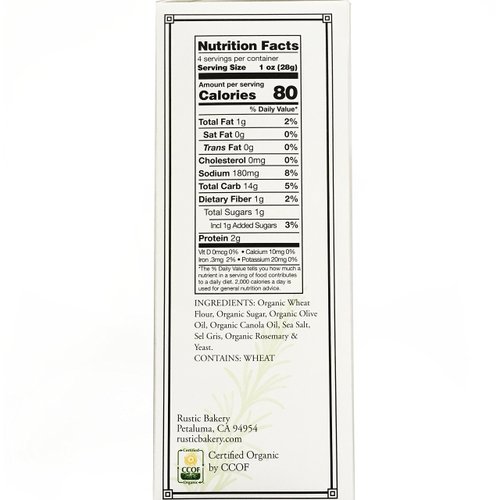 Rustic Bakery Gourmet Handmade Flatbread Bites Rosemary & Olive Oil 4 oz. (2 pack)