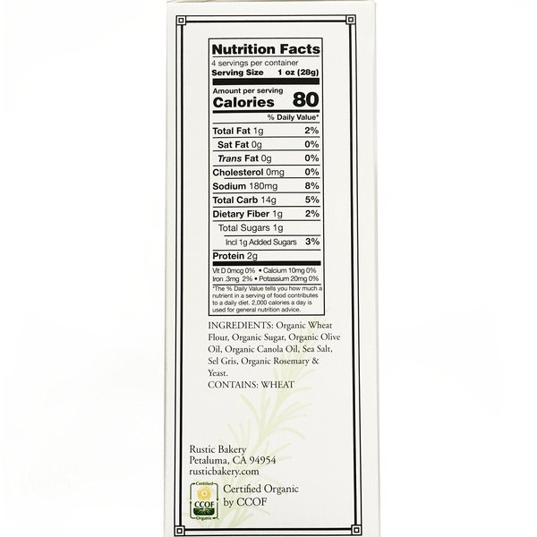 Rustic Bakery Gourmet Handmade Flatbread Bites Rosemary & Olive Oil 4 oz. (2 pack)