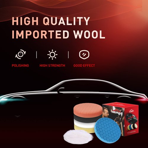 KUIMIT 5" Buffing Polishing Pads, 6Pcs 5.6inch 125mm for 5 Inch Backing Plate, Compound Buffing Sponge Pads and Woolen Pads Cutting Polishing Pad Kit for Car Buffer Polisher (Honeycomb Structure)