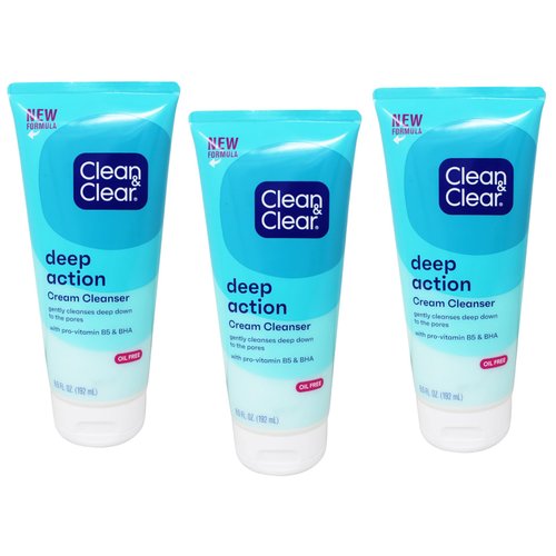 Clean & Clear Deep Action Cream Cleanser 6.5 Oz. - Pack of 3
