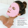 Ice Face Mask and Silicone Face Mask Cover Set, Ice Mask For Dark Circles, Puffiness, Migraines, Headache, Stress, Redness,Reusable Anti-Wrinkle Silicone Face Mask Holder for Sheet Masks(Pink)