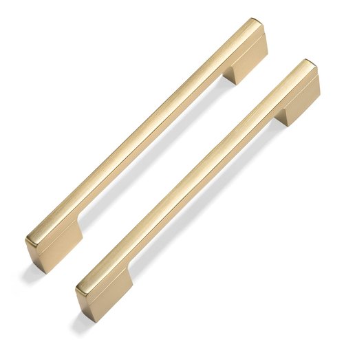 Goo-Ki 6 Pack 5 in (128mm) or 6-1/4 in (160mm) Hole Center Cabinet Pulls Light Brushed Brass Zinc Alloy Kitchen Drawer Pulls Drawer Handles,Cabinet Hardware 1816-BS-128