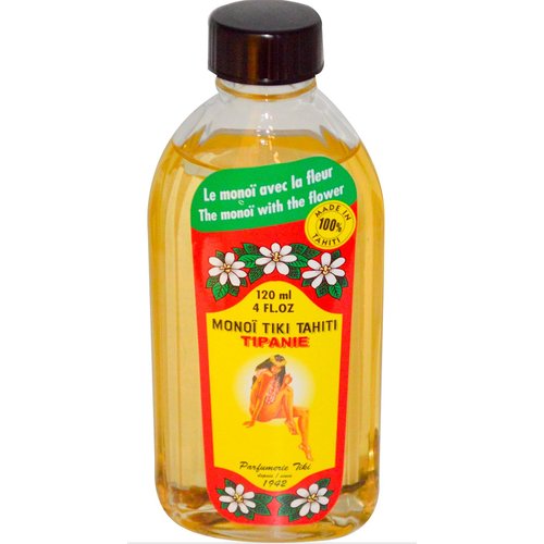 Monoi Tiki Tahiti Tipanie Frangipani Coconut Oil (Pack of 2), Scented With Fresh Handpicked Tiare Flowers, 100% Made in Tahiti, 4 fl. oz.