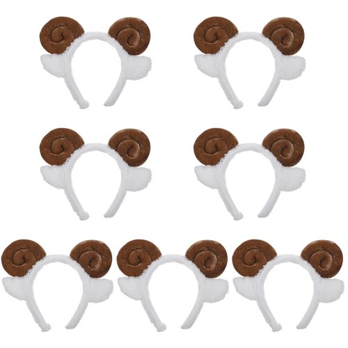balacoo 7pcs Goat Ears Headband - Furry Sheep Ears Headband for Women Girl Makeup Headbands, Cute Goat Horns Headband for Party Supplies Winter Womens Headbands