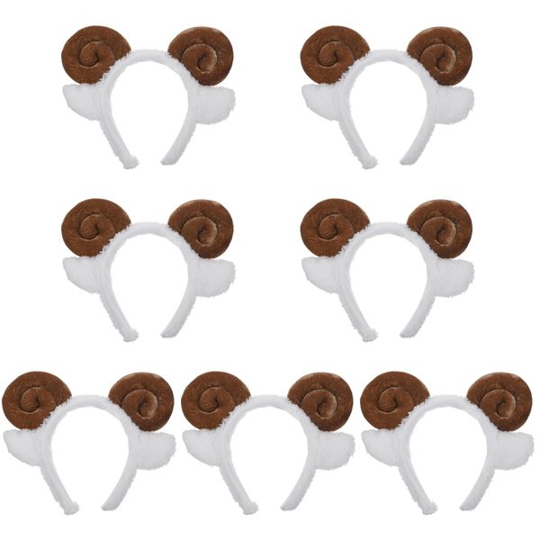 balacoo 7pcs Goat Ears Headband - Furry Sheep Ears Headband for Women Girl Makeup Headbands, Cute Goat Horns Headband for Party Supplies Winter Womens Headbands