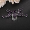 Teyglen Crystal Bride Wedding Hair Comb Hair Accessories With Rhinestone Bridal Crystal Hair Side Comb Handmade Red Blue Green Black Rhinestone Hair Pieces Vintage Headpieces for Women Girls (Purple)