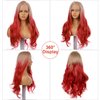 FUHSI Blonde Red Wigs for Women Long Wavy 13x4 HD Lace Front Wigs Honey Blonde Ombre Synthetic Red Wigs Pre-plucked for Girls Costume Party