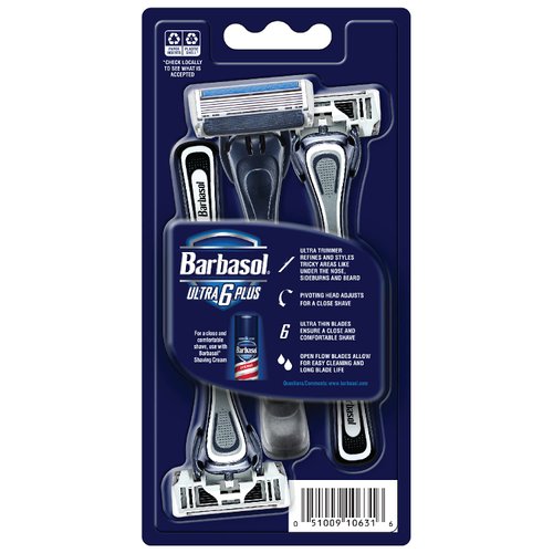 Barbasol Ultra 6 Plus Premium Disposable Razor Value Pack Bundle (3 Packs/9 Total Razors)