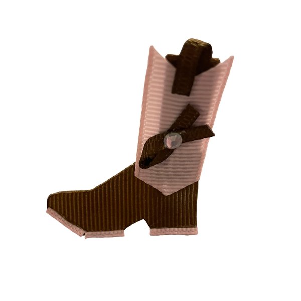 Cowboy Cowgirl Boot Hair Clip, Ribbon Sculpture, Girls Hair Accessory, Preppy Gifts
