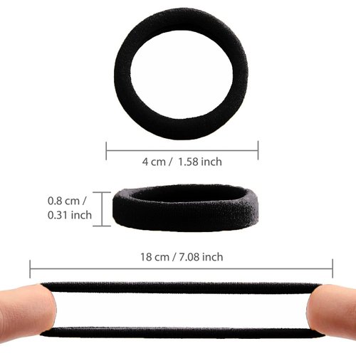 Generic Hair Rubber Bands Pack of 6 Elastic Material, Strong and Durable, for Various Hairstyles (Black)