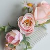 Fangsen Wedding Boho Pink Rose Sunflower Chamomile Buds Flower Hair Clips Floral Comb With Hair Piece and Hair Vines for Brides and Bridesmaids Silver