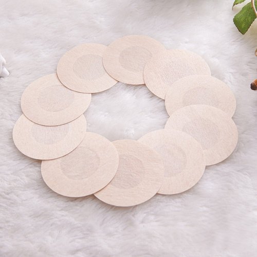 10 Pairs Round Disposable Non Woven Fabric Adhesive No Show Nipple Cover Patches Breast Petals Chest Pad