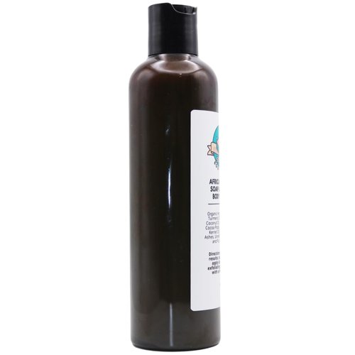 Raw African Black Soap Body Wash with Organic Honey, Turmeric Oil & Vanilla Essential Oil - 100% Natural Black Soap From Ghana, Cleanser for Face & Body, Shea Butter, Eco-Friendly Skincare (8 oz)