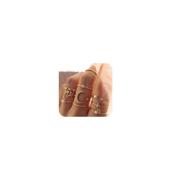 choice of all Stackable Rings Set for Women Teen Girls Trendy Stuff Boho Star Moon Love Knuckle Rings Turquoise Rings Cute Rings Jewelry Gifts for Her
