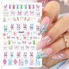 8 Sheets Easter Rabbit Nail Art Stickers Decals,3D Self-Adhesive Nail Art Accessories Cartoons, Rabbits, Animals, Hearts, Flowers,Designs Sticker Lovely Retro Rabbit Manicure DIY Nail Decorations