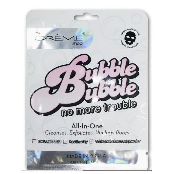Bubble Bubble No More Trouble | All in One Sheet Mask - Cleanses, Exfoliates & Unclogs Pores - Made in Korea