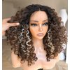 BlackSwern Brown Glueless Curly Lace Front Wigs Pre Plucked, Lace Front Wigs Curly Hair Synthetic Lace Front Wig, Big Curly Wigs for Black Women Color : Chocolate Brown