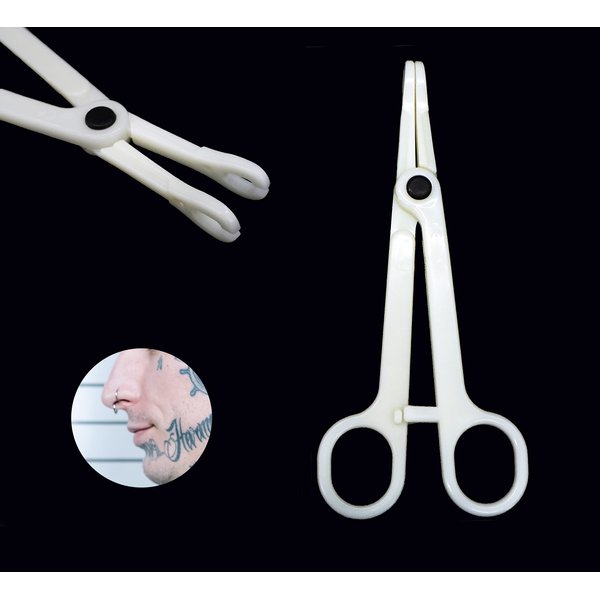 Piercing Clamps 8pcs Disposable Piercing Forceps Clamp Slotted Navel Forceps Piercing Pliers,Suitable for ear, navel, lips, tongue, nose and other body parts piercing tools(TN017-8PCS)