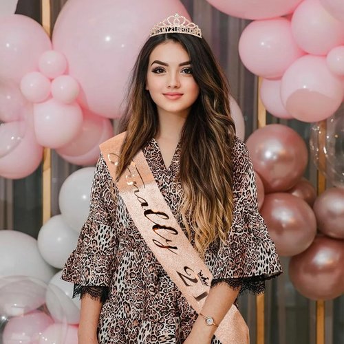 BAHABY Rose Gold 21st Birthday Sash and Crown 21st Birthday Decorations for Her It's My 21 Birthday Tiara Birthday Party Favors