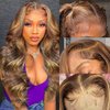 SWEETGIRL 13x6 Highlight Lace Front Wigs Human Hair Body Wave Hd Lace Frontal Wigs P4/27 Honey Blonde Ombre Colored Human Hair Wigs for Women Pre Plucked 180 Density 24 Inch