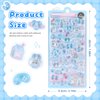 3D Cute Stickers Cartoon Blue Rabbit Puff Stickers Kawaii Mini Puffy 3D Reusable Tiny Patch for Scrapbooks Planner Journals Laptops Phone Case Decoration