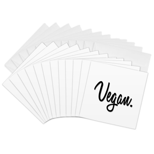 3dRose Greeting Cards - PRINT OF TEXT VEGAN, BLACK - 12 Pack - Anne Collections Quotes