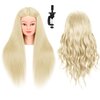 Mannequin Head with Hair 80% Real Human Hair 26-28'' Cosmetology Mannequin Head for Styling Practice on Braiding Manikin Head with Clamp Stand and Tools (Light Blond)
