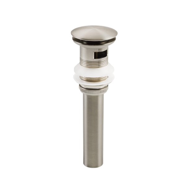 SKOWLL Bathroom Pop Up Vanity Drain Vessel Sink Pop Up Drain Push Button Drain Assembly Drain Stopper with Overflow, Brushed Nickel