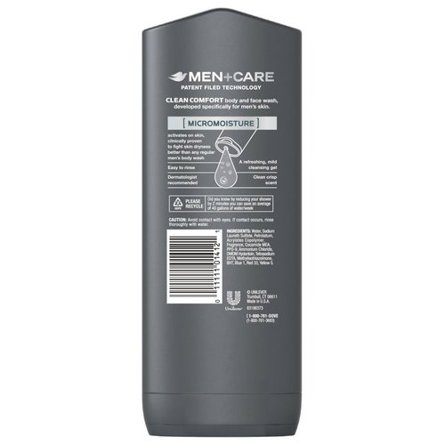 Dove Men + Care Body Face Wash Clean Comfort 13.50 oz, 0.0353 Ounce
