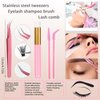 DIY Lash Extension Kit 280Pcs D Curl Eyelash Extension Kit 40D Mix 12-18mm Individual Lash Clusters with Lash Bond and Seal False Lash Tweezers Applicator Shampoo Brush DIY Eyelash at Home