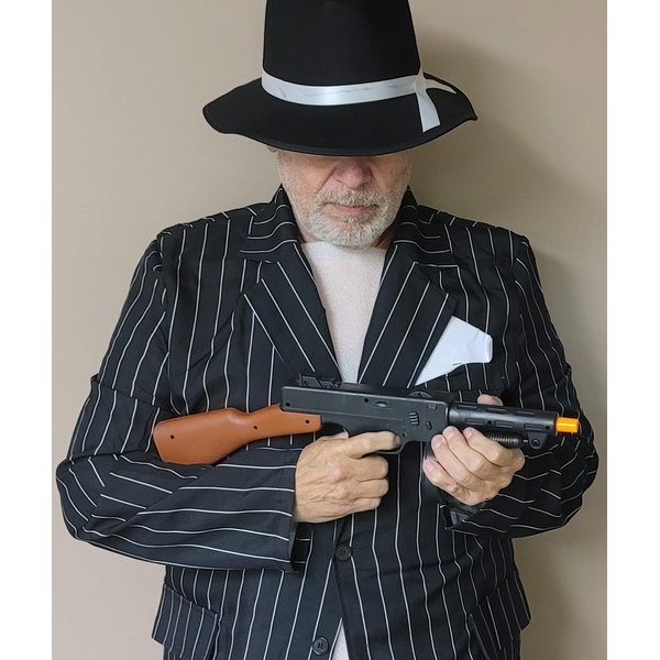 Tommy Gun Toy Machine Gun Replica with Sound Effects, 19.5 inches, Black Plastic This Toy Gun is Less Than 20" Long. It is a Costume Accessory Prop.