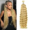 Human Braiding Hair Deep Wave Bulk Human Hair for Braiding 613 Blonde No Weft Deep Wave Human Bulk Hair Unprocessed Brazilian Virgin Human Hair Extensions Human Braiding Hair for Boho Braids 20 Inch