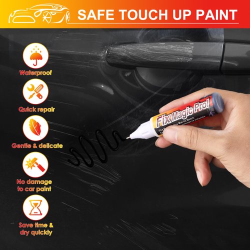 Touch Up Paint for Cars (Black), Two-in-One Car Paint Scratch Repair, Automotive Touch Up Paint Pen with Instruction Manual, Quick and Easy Solution to Repair Car Paint Scratches