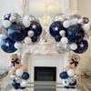 Navy Blue and Silver Balloons, Blue and Silver Balloons, Silver Confetti Balloons Navy Blue White Latex Balloons for Boys Birthday Baby Shower, Wedding Anniversary Party Supplies