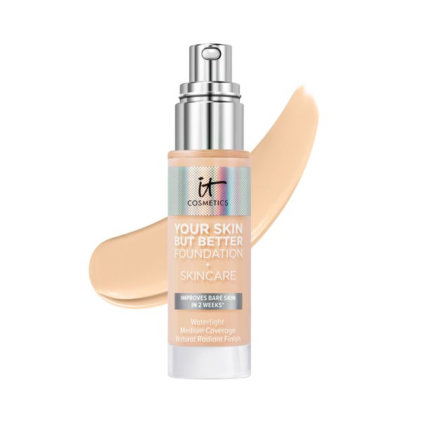 IT Cosmetics Your Skin But Better Foundation + Skincare, Fair Warm 12 - Hydrating Coverage - Minimizes Pores & Imperfections, Natural Radiant Finish - With Hyaluronic Acid - 1.0 fl oz