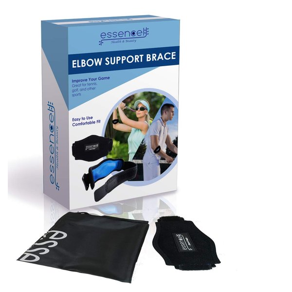 EssencellHB Tennis Elbow Brace for Tendonitis Treatment, Golfers Elbow Strap with Compression Pad, Arm Brace Pain Relief Support for man and woman + Drawstring Carrying Bag