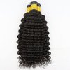 Deep Wave I Tip Hair Extensions Human Hair 22 inch Cold Fusion 1B Natural Black Keratin Hair Extensions Deep Curly Real Hair I Tip Hair Extensions 50g 50Stands for Women Culry Microlink Beads Hair