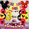 Mickey 3rd Birthday Party Supplies, Mickey 3 Years Old Decorations for boys Three Birthday Decor Red Yellow Black Balloon Banner Number 3 Foil Balloons Mouse Ears Headband for Kids… (black red 3rd)