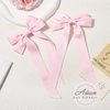 2PCS Silky Satin Hair Bows Pink Hair Ribbon Clips for women Ponytail Holder Hair Accessories Alligator Clips Hair Bow for Women Girls Toddlers Teens Kids