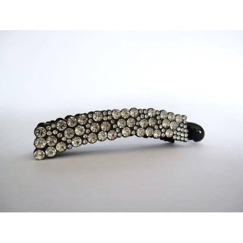 Generic Black sparkly banana hair claw clip with clear crystals rhinestones