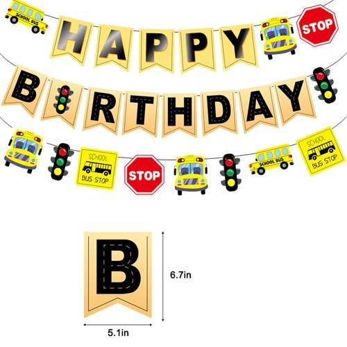 Wheels On The Bus Birthday Banner, School Bus Decorations For Party School Bus Birthday Banner Bus Birthday Party Decorations Back to School Banner Party Supplies