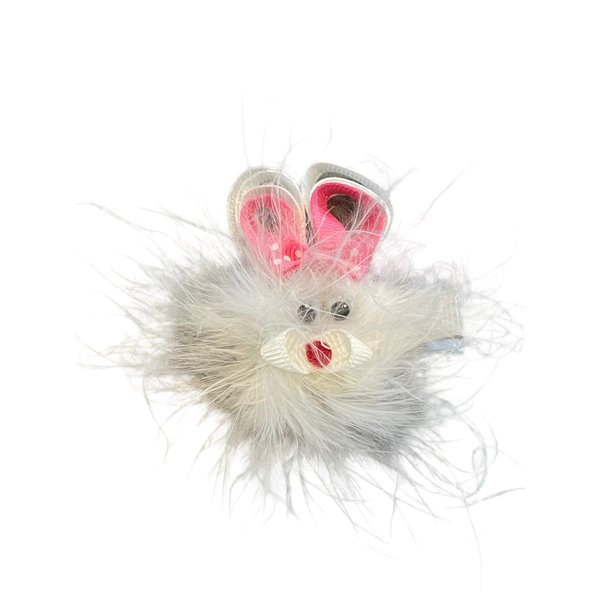 Bunny Rabbit Hair Clip, Felt, Feathers, Easter Hair Clip, Pink, White, Spring