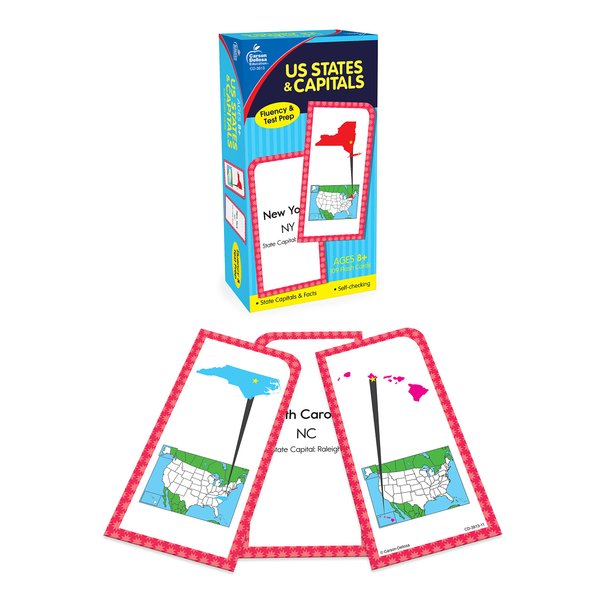 Carson Dellosa States and Capitals Flash Cards for Kids Ages 8+, Geography Flash Cards with US History, Fun Facts, Grade 3, Grade 4 and Grade 5