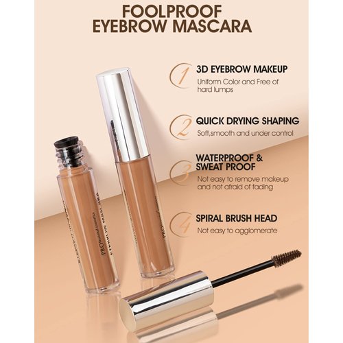 Waterproof Tinted Brow Gel-Long Lasting SmudgeProof Liquid Eyebrow Makeup,Eyebrow Mascara Tinted Brow Glue,Brow Filler Tint,Volumizing Enhance Brow Mascara,With Brow Razor Brush for Women-04Dark Brown