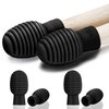 4 Pieces Drum Mute Drum Dampener Silicone Drumstick Silent Practice Tips Percussion Accessory Mute Replacement Musical Instruments Accessory (Black,Grid)