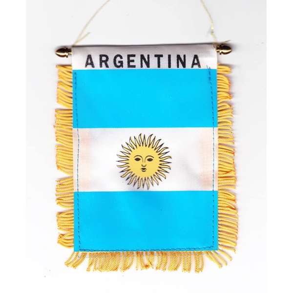 Mini Banner "Argentina" Auto Mirror 4"x6" Flag