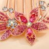 Missgrace Boho Simple Luxury Glitter Sparkly Flower Pink Crystal Rhinestones Hair Side Combs Hairpins Barrettes Bride Hair Clips Accessories for Women Girls (Pink)